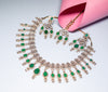 Radiant Silver & Green Color AD Necklace Set