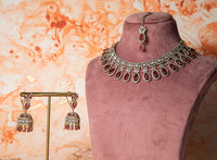 Radiant Pink Color AD Necklace Set