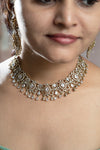 Sparkling Silver Color AD Necklace Set