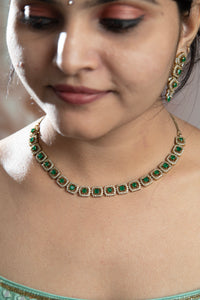 Elegant Green Color AD Necklace Set