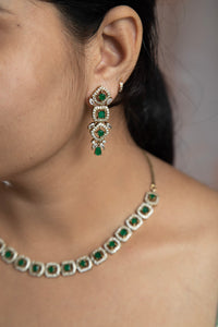 Elegant Green Color AD Necklace Set