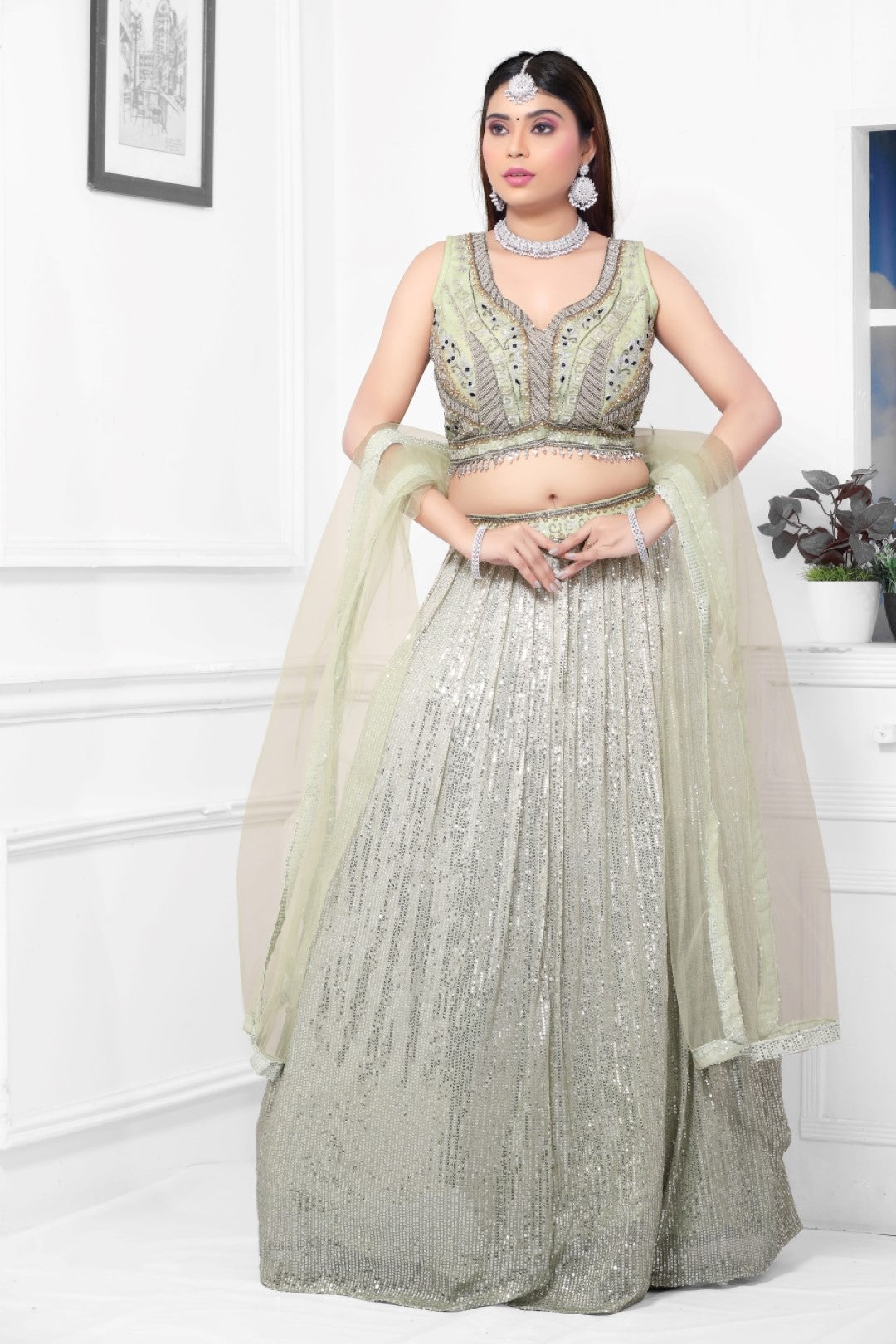 Silver lehenga – Ricco India