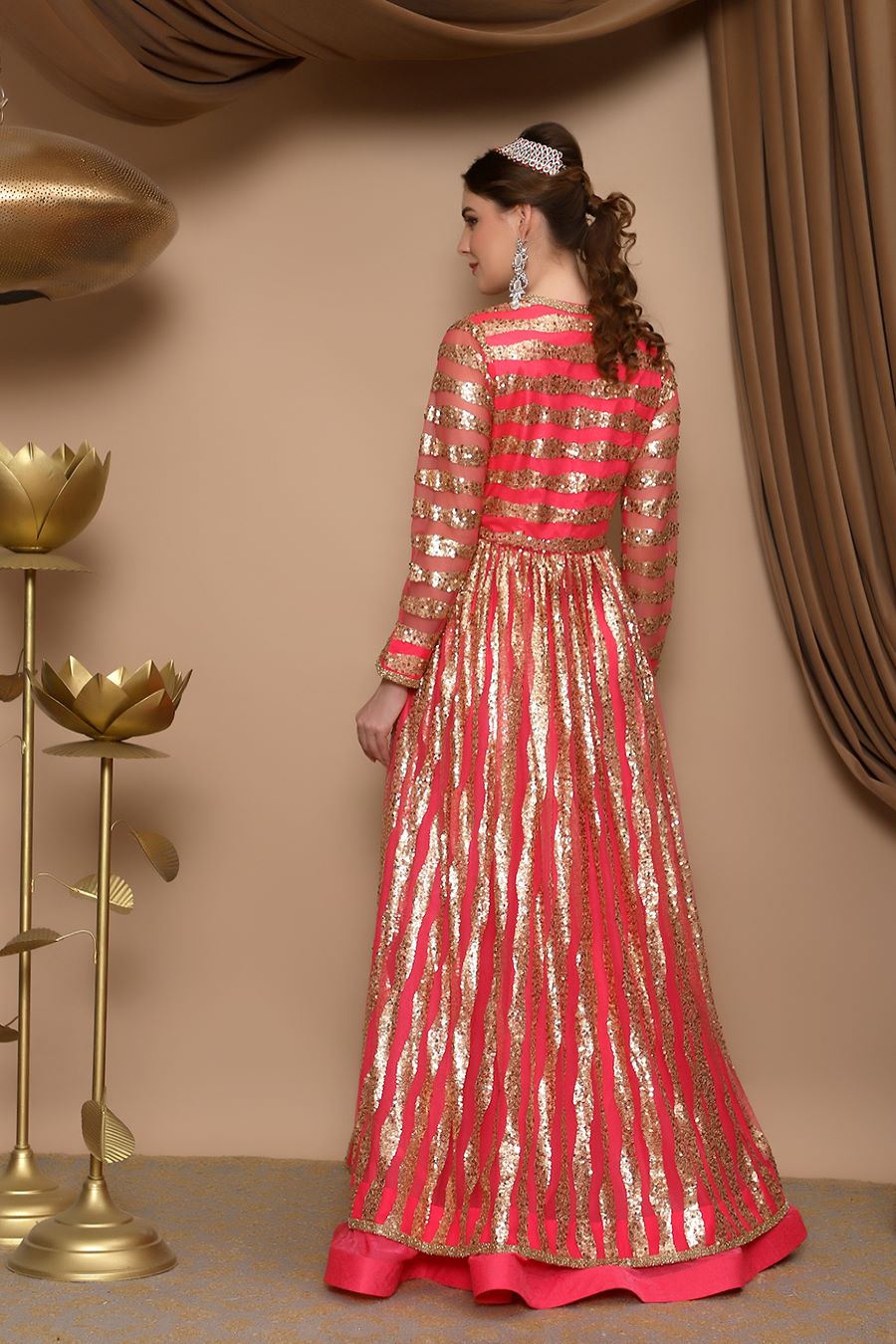 Buy Pink Cotton Embroidered Gota Work Kaftan Style Jacket Lehenga Set For  Women by Ewaz Online at Aza Fashions.