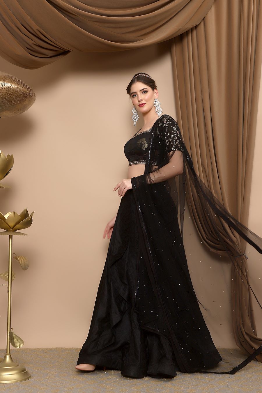 Buy Designer Sarees, Salwar Kameez, Kurtis & Tunic and Lehenga  Choli.Radiant Silk Black Lehenga Choli