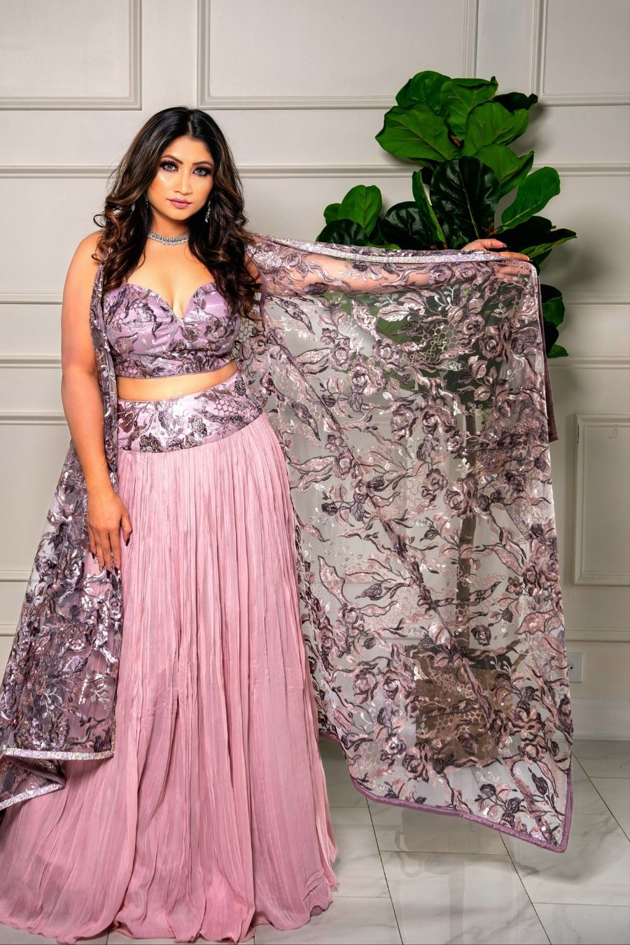 Buy Onion pink and purple georgette wedding lehenga in UK, USA and Canada