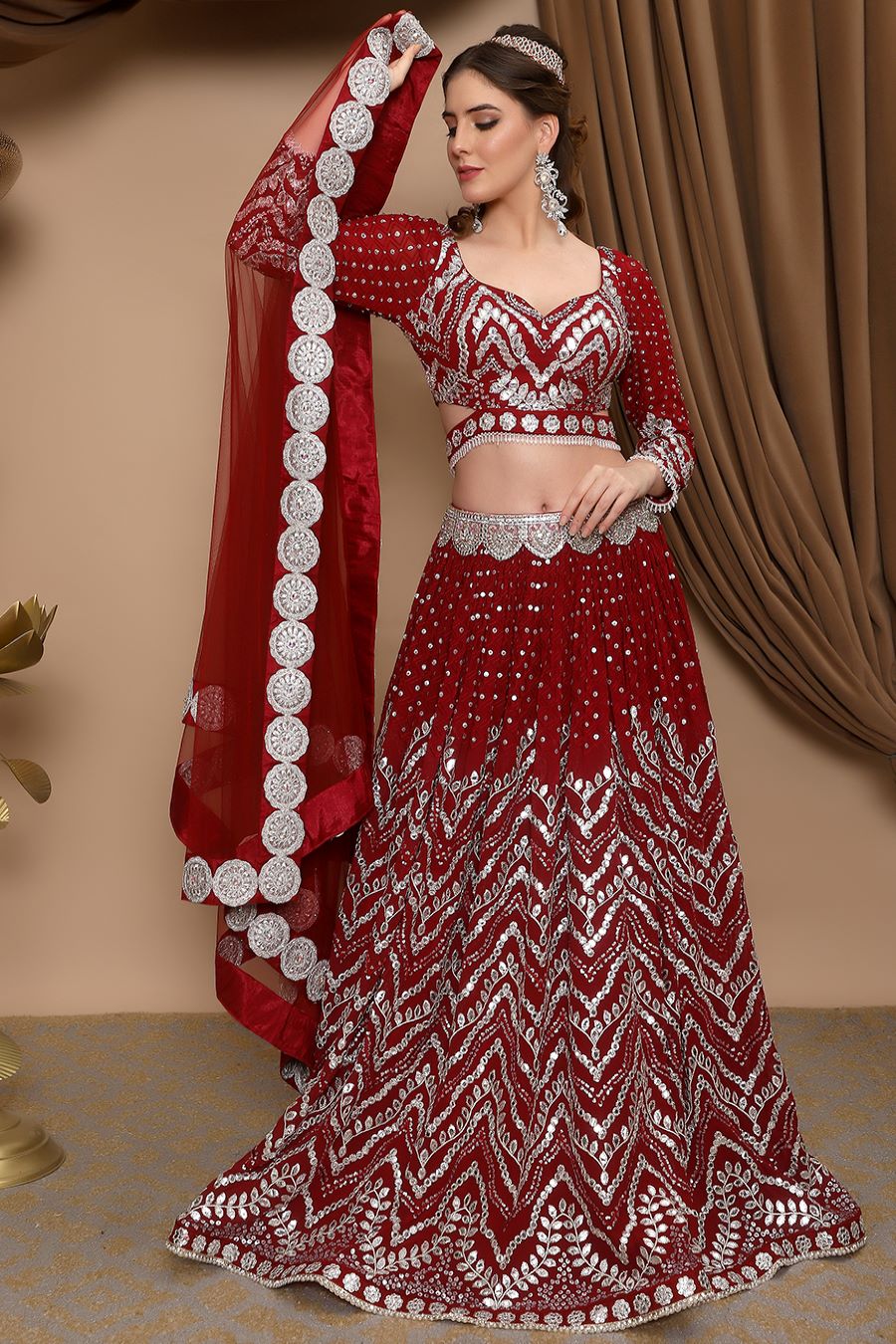 Amrutha, Maroon shade Wedding Special Lehenga Choli for Women -OM001LC –  www.soosi.co.in