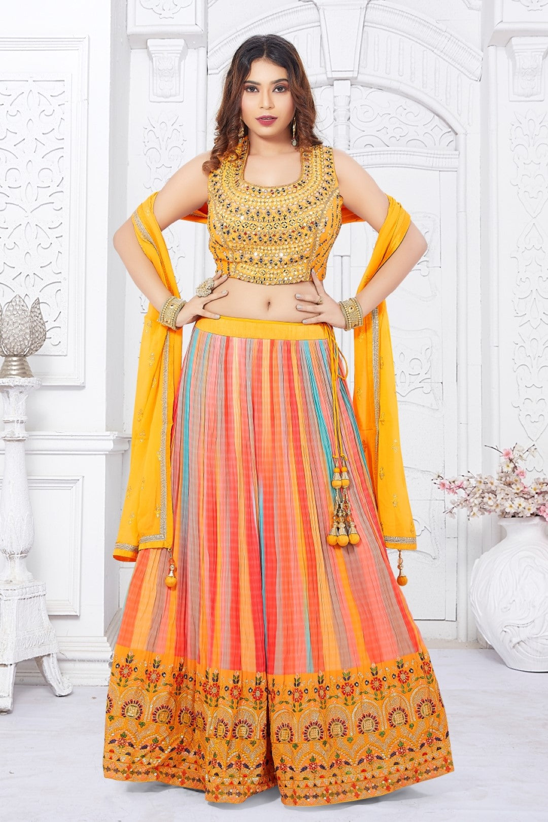 Bright Pink color Heavy Rajwadi Silk Designer Lehenga Choli - Monjolika -  4166015