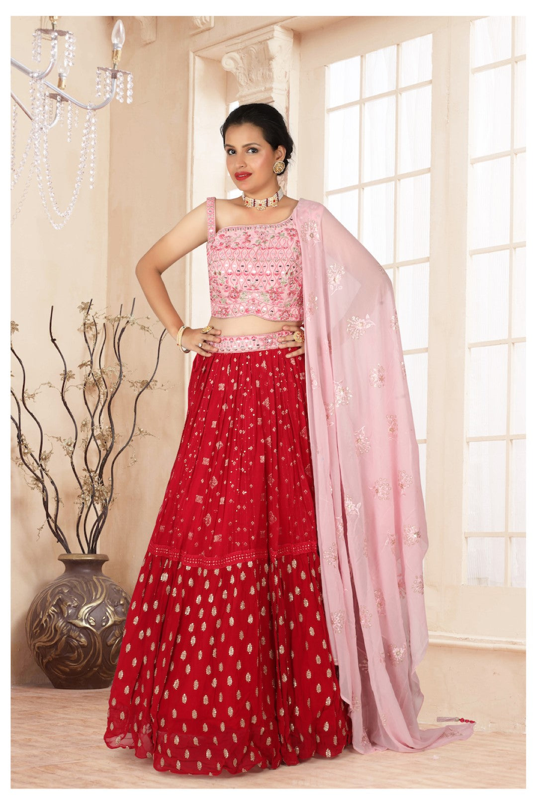 Buy Online Heavy Red Color Designer Bridal Lehenga  Choli-lovelyweddingmall.com