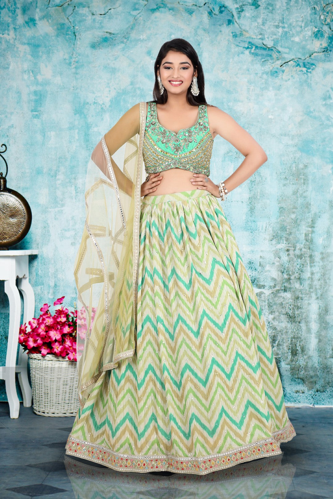Page 5 | Buy Latest Green Color Lehenga Choli Online at Best Price | Ethnic  Plus
