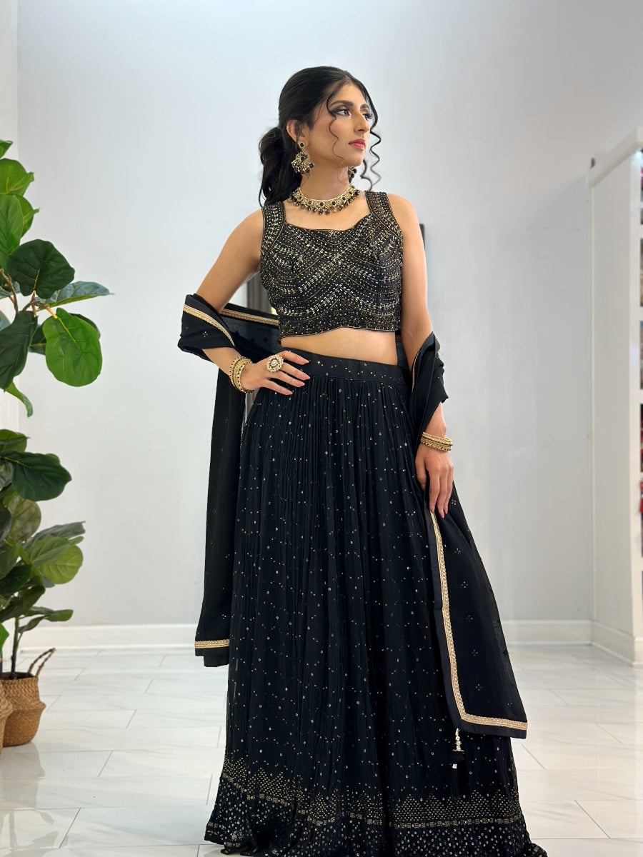 Buy FUSIONIC Black Color Base Lehenga Choli With Dupatta Set at Amazon.in