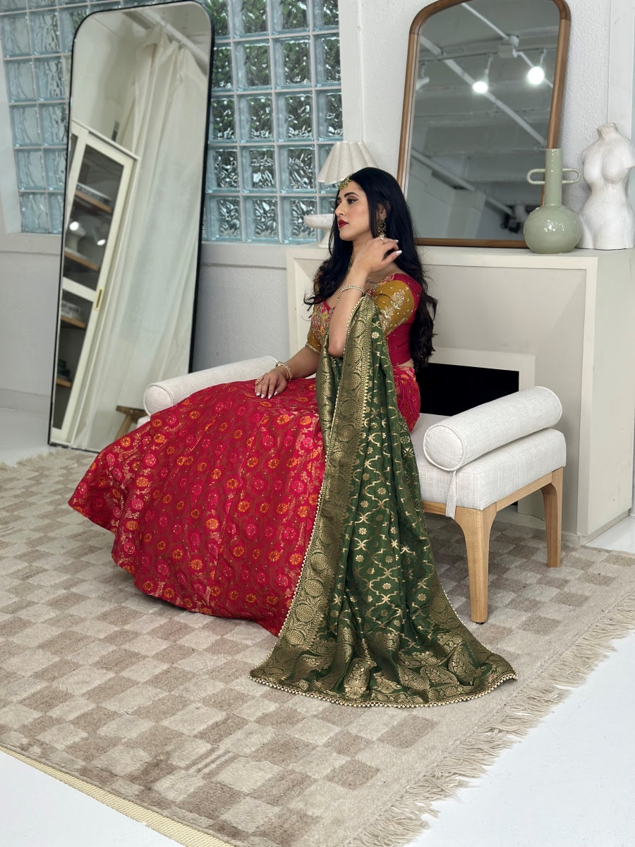 Buy Green Lehenga Crepe Silk Hand Embroidery Draupadi Draped Blouse Set For  Women by Aayushi Maniar Online at Aza Fashions.