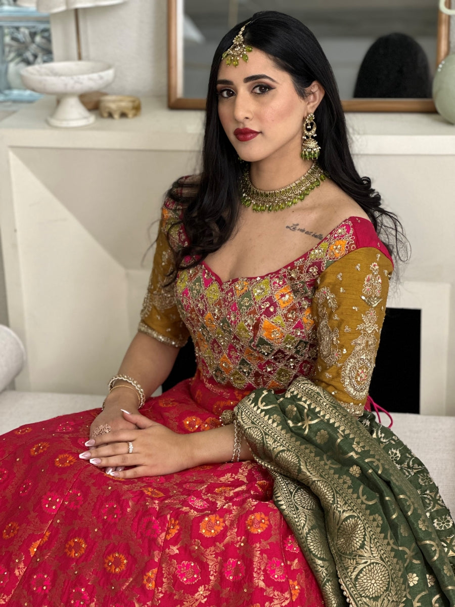 light Green pink Color Designer lehenga choli for wedding | Designer lehenga  choli, Lehenga choli, Indian bride outfits
