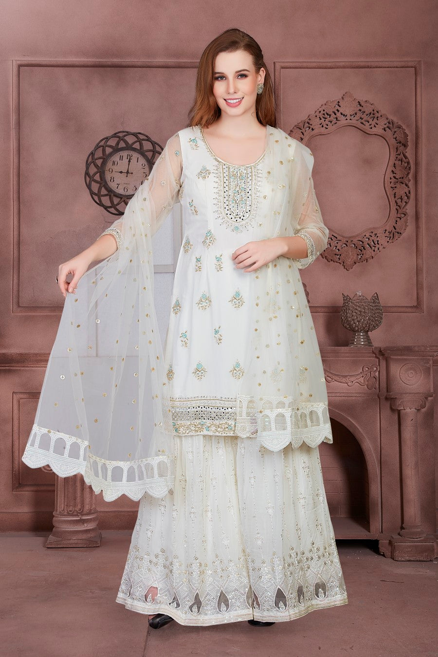 White ethnic hotsell suit for ladies